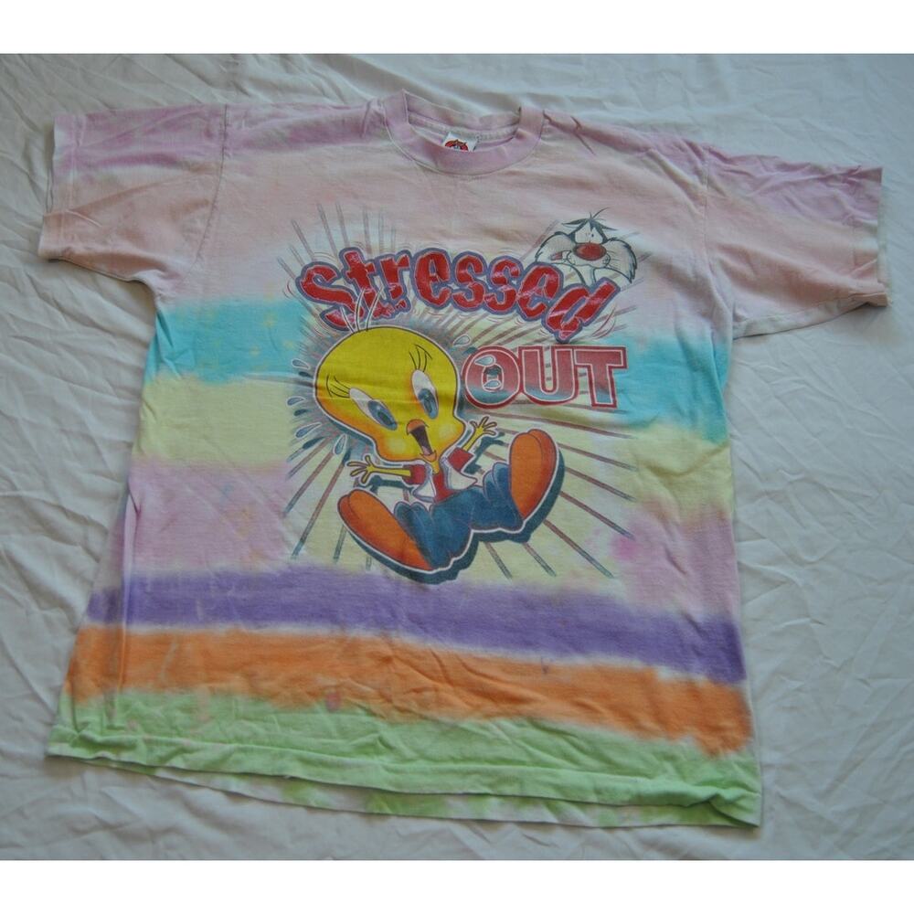 Looney Tunes Tweety Stressed Out Tie Dye Shirt Vintage